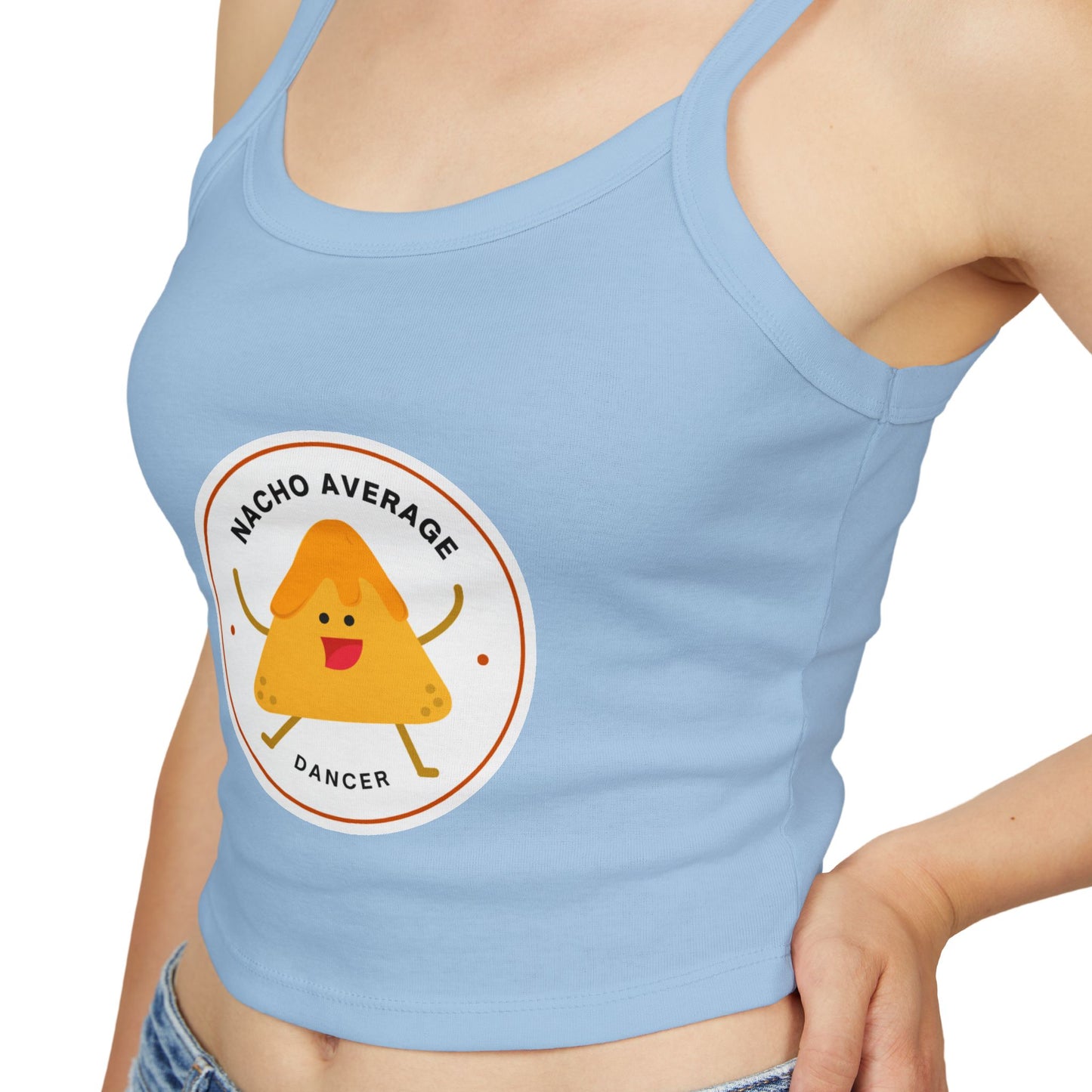 "Nacho Average Dancer" Women’s Spaghetti Strap Tank Top – Cute Nacho Dance Graphic | Funny Pun Apparel for Dancers & Food Lovers