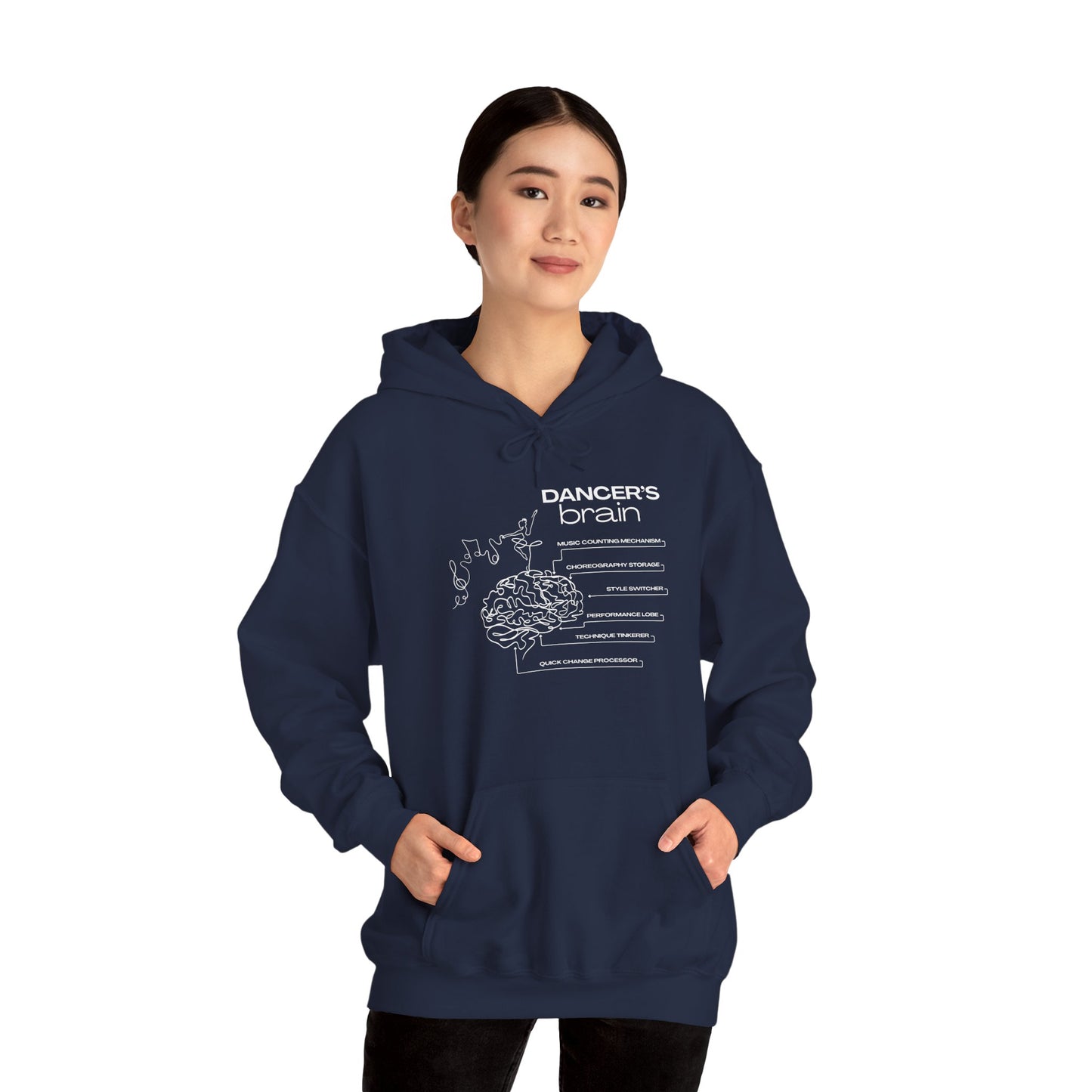 "Dancer’s Brain" Unisex Hoodie – Funny Dance-Themed Hoodie for Teens and Adults with Personalization Option and Cute Dancer Brain Graphic