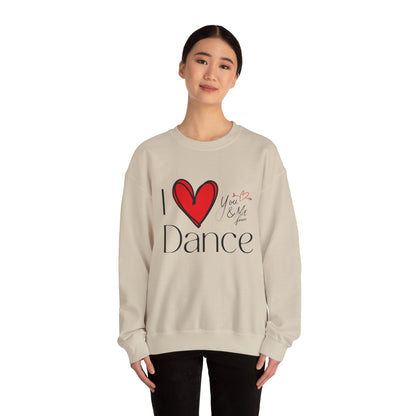 "I Love Dance" Unisex Crewneck Sweatshirt – Hand-Drawn Heart & Note Graphic Dance Lover Pullover