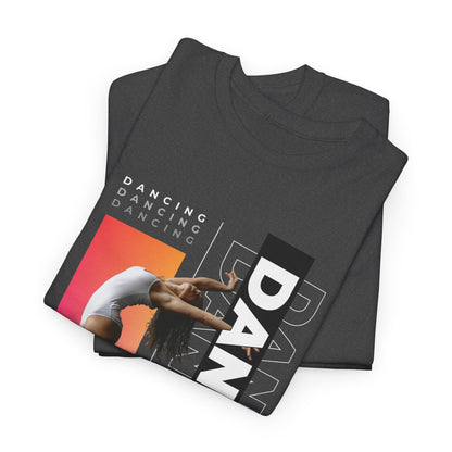 “Dancing” Streetwear-Inspired Female Dancer Unisex Heavy Cotton Tee – Urban Dance Graphic T-Shirt for Performers and Dance Lovers