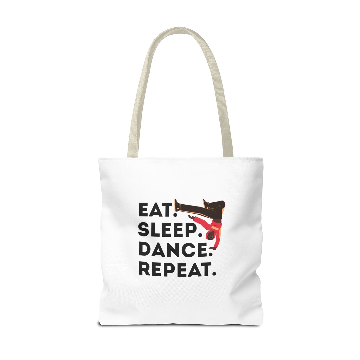 "Eat Sleep Dance Repeat" B-Boy Canvas Tote Bag – Hip-Hop Dancer Graphic Dance Tote for Everyday Use