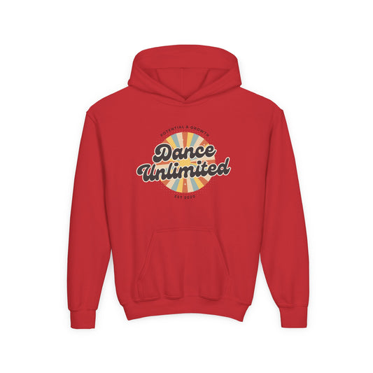 "Dance Unlimited - Potential & Growth" Youth Hooded Sweatshirt – Retro Dance Graphic Hoodie for Kids and Teens