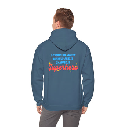 "Dance Mom" Superhero Hoodie – Floral Front Graphic & Fun Back Design | Unisex Hooded Sweatshirt for Proud Dance Parents