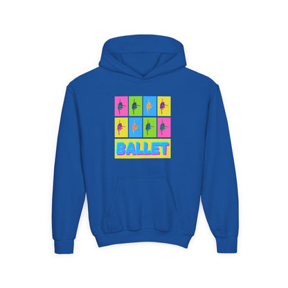 “Ballet” Pop Art Inspired Design with Ballet Dancer Graphics | Streetwear Ballet Hoodie for Kids & Young Dance Enthusiasts | Unisex Youth Hoodie