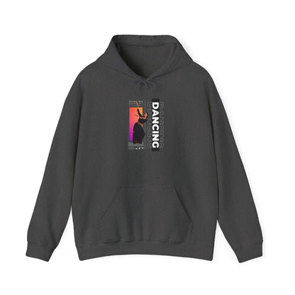 “Dancing” Text with Streetwear-Style Female Dancer Graphic - Unisex Heavy Blend™ Hooded Sweatshirt – Cozy Dance Hoodie for Ballet & Hip-Hop Enthusiasts