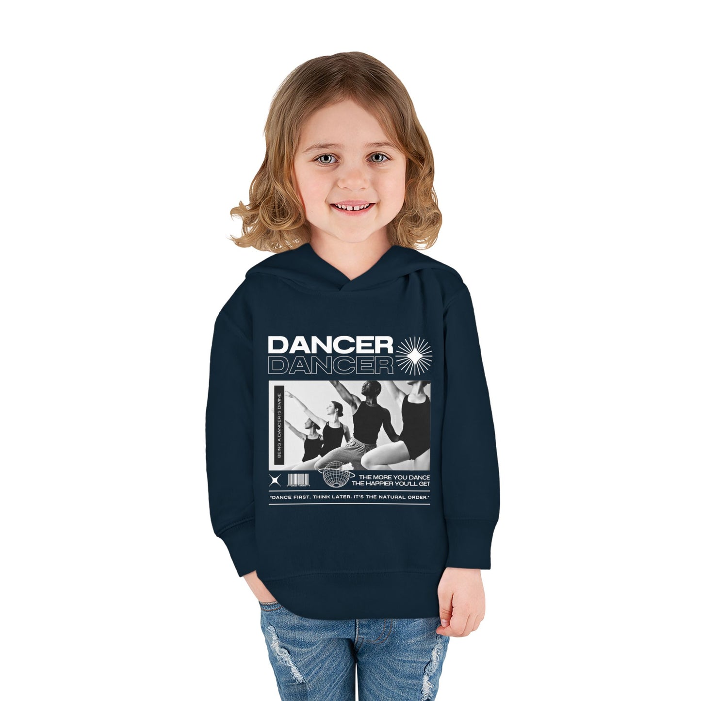 “Dancer” Toddler Pullover Hoodie – Streetwear-Inspired Ballet Barre Graphic Sweatshirt for Kids