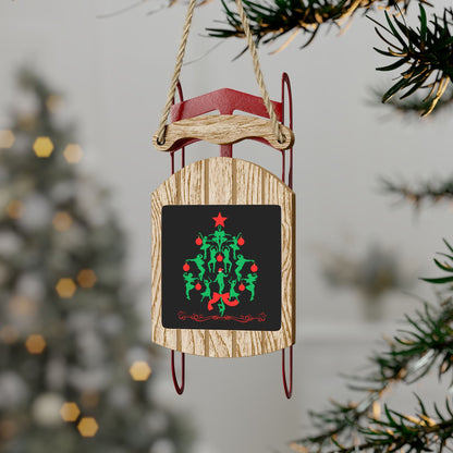 "Christmas Tree Dancer Silhouette" Sled Ornament – Festive Ballet & Dance Holiday Ornament for Dancers, Teachers, and Studios