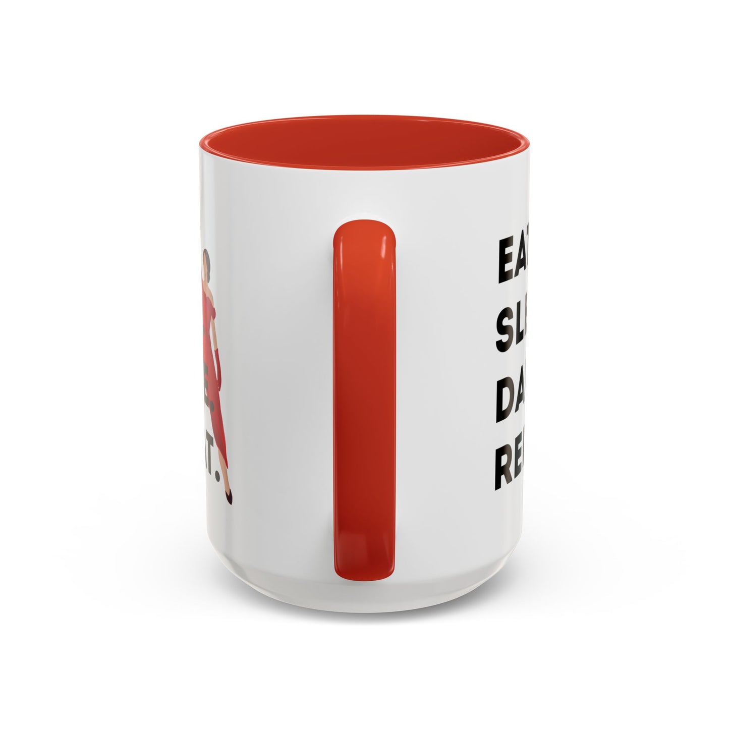 "Eat Sleep Dance Repeat" Accent Coffee Mug – Bold Dancer Graphic Ceramic Mug for Dance Lovers
