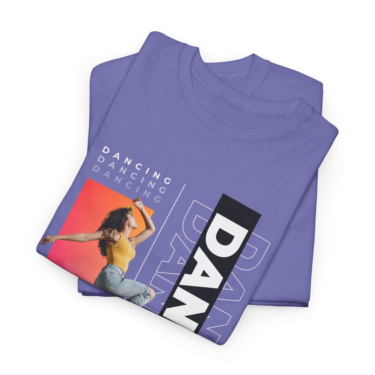 “Dancing” Streetwear-Inspired Female Dancer Unisex Heavy Cotton Tee – Urban Dance Graphic T-Shirt for Performers and Dance Lovers