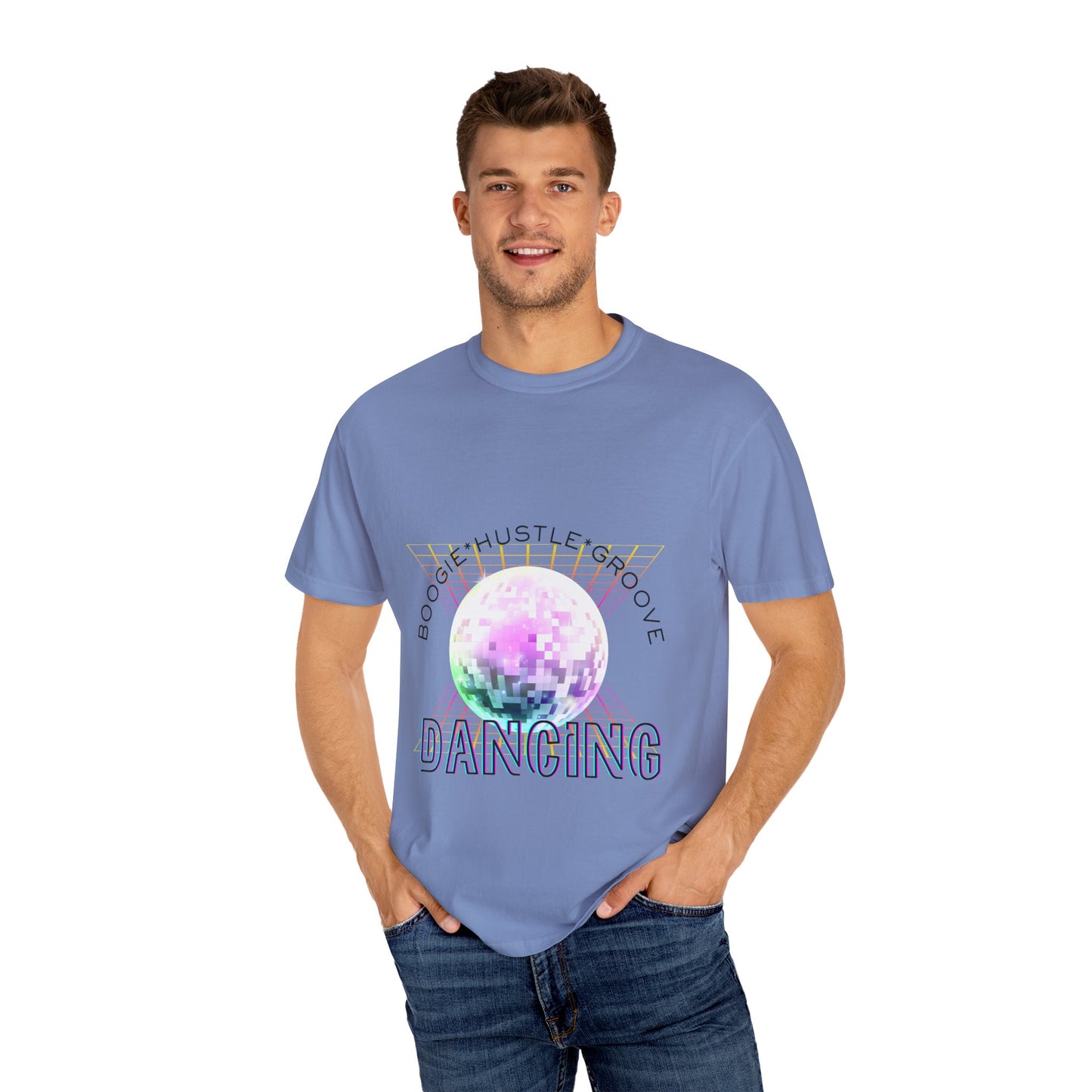 "Boogie, Hustle, Groove - Dancing" Streetwear Dance Graphic – Unisex Garment-Dyed T-Shirt