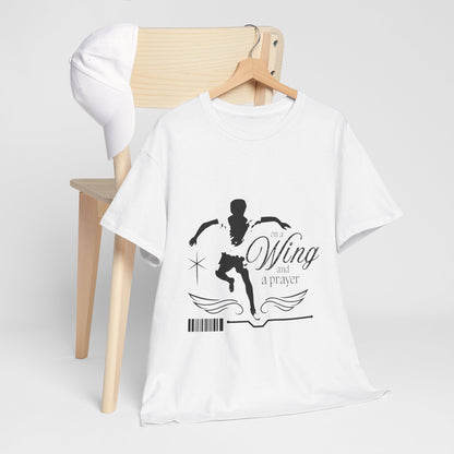"On a Wing and a Prayer" Tap Dance Tee – Unisex Heavy Cotton T-Shirt with Streetwear-Inspired One-Footed Wing Dancer Graphic