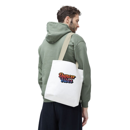 "Dancer Vibes" Canvas Tote Bag – Bold Dance-Themed Text Graphic Bag for Dancers, Students & Everyday Use