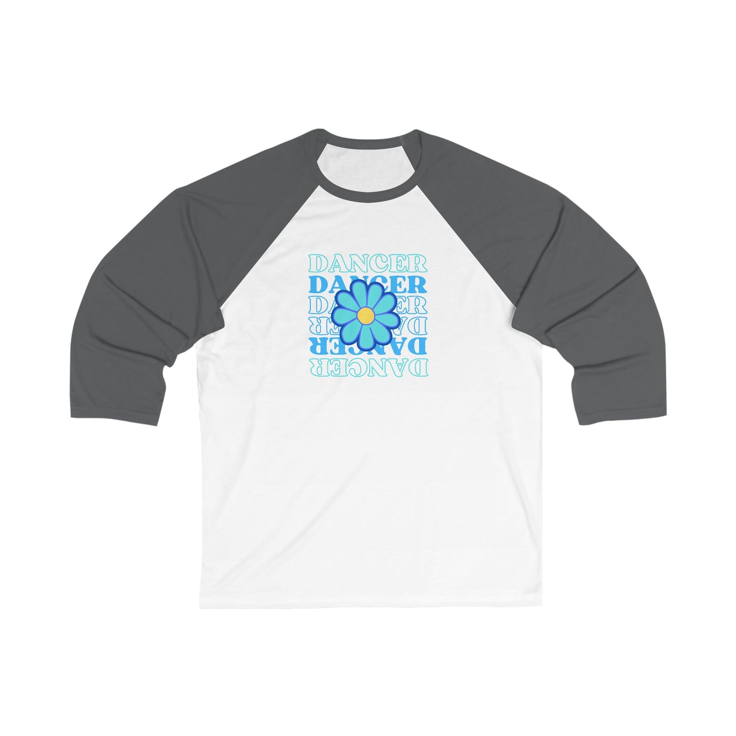 "Dancer" Unisex 3/4 Sleeve Baseball Tee – Bold Floral Graphic Dance Shirt for Performers and Dance Lovers