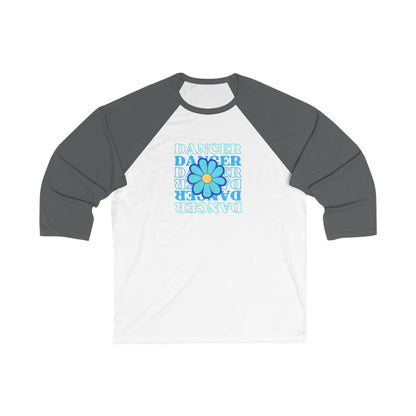 "Dancer" Unisex 3/4 Sleeve Baseball Tee – Bold Floral Graphic Dance Shirt for Performers and Dance Lovers