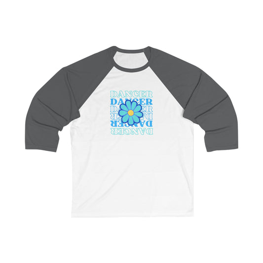 "Dancer" Unisex 3/4 Sleeve Baseball Tee – Bold Floral Graphic Dance Shirt for Performers and Dance Lovers