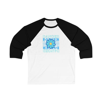 "Dancer" Unisex 3/4 Sleeve Baseball Tee – Bold Floral Graphic Dance Shirt for Performers and Dance Lovers