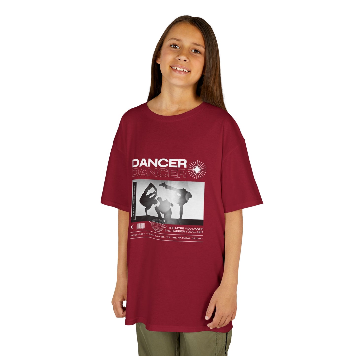 "Dancer" Youth Short Sleeve Tee – Streetwear-Style Breakdancer Graphic Hip Hop Dance Kids T-Shirt