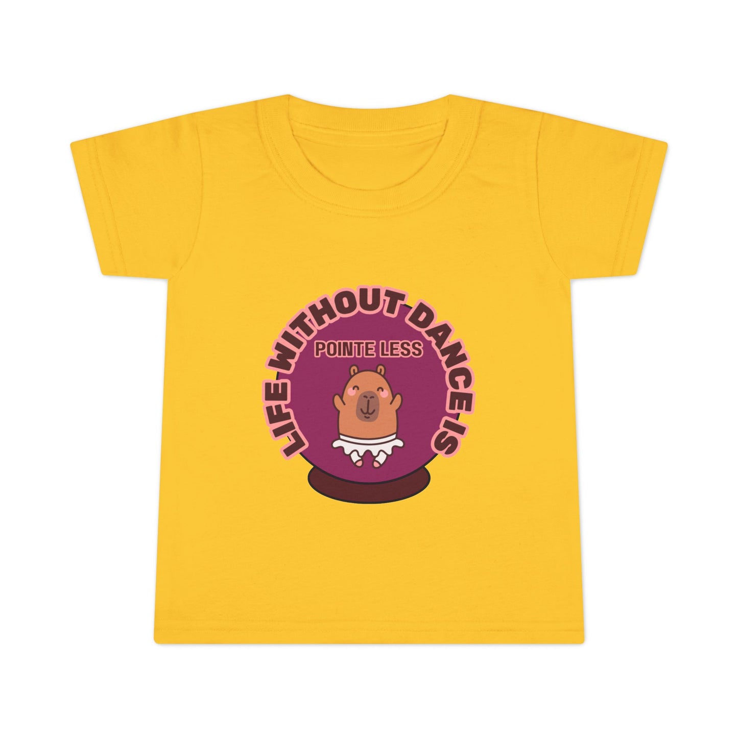 "Life Without Dance Is Pointeless" Toddler Dance T-Shirt – Cute Dancing Capybara Graphic Short Sleeve Tee for Kids