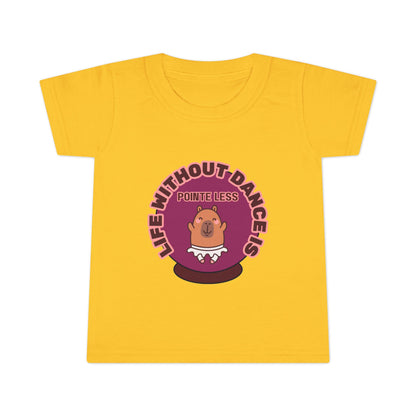 "Life Without Dance Is Pointeless" Toddler Dance T-Shirt – Cute Dancing Capybara Graphic Short Sleeve Tee for Kids