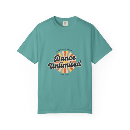 "Dance Unlimited, Potential & Growth" Unisex Garment-Dyed T-Shirt – Retro-Inspired Dance Motivation Graphic Tee – Inspirational Shirt for Dancers"