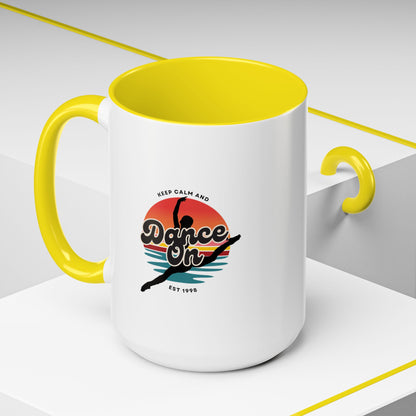 "Keep Calm and Dance On" Accent Coffee Mug – Motivational Dance Quote Ceramic Mug for Dancers and Instructors