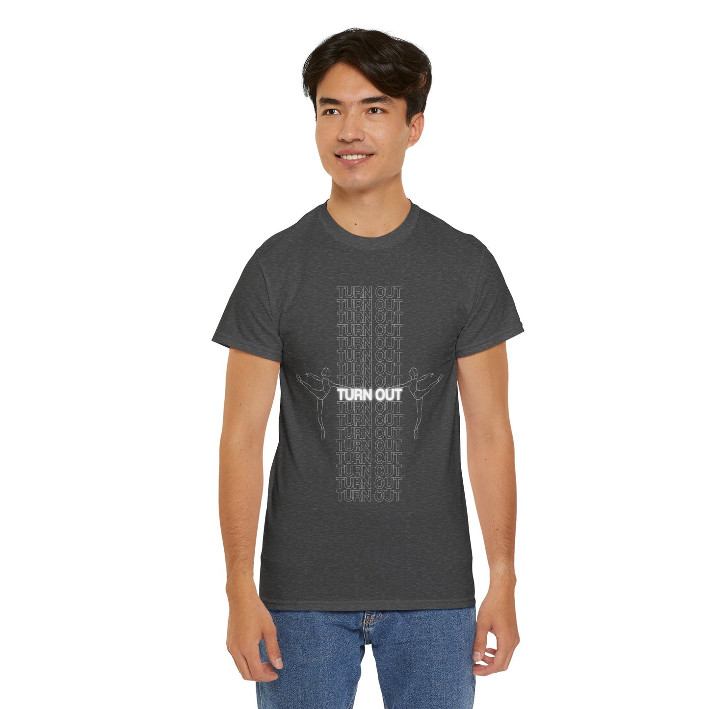 "Turn Out" Ballerina Graphic Unisex Heavy Cotton Tee – Ballet Dance T-Shirt for Dancers & Dance Enthusiasts