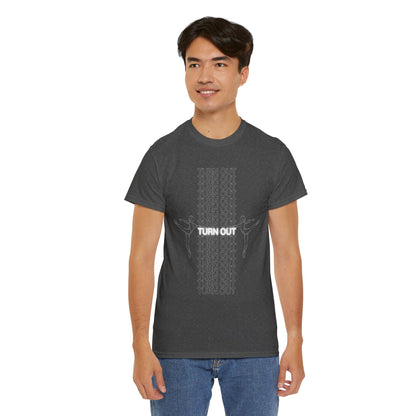 "Turn Out" Ballerina Graphic Unisex Heavy Cotton Tee – Ballet Dance T-Shirt for Dancers & Dance Enthusiasts