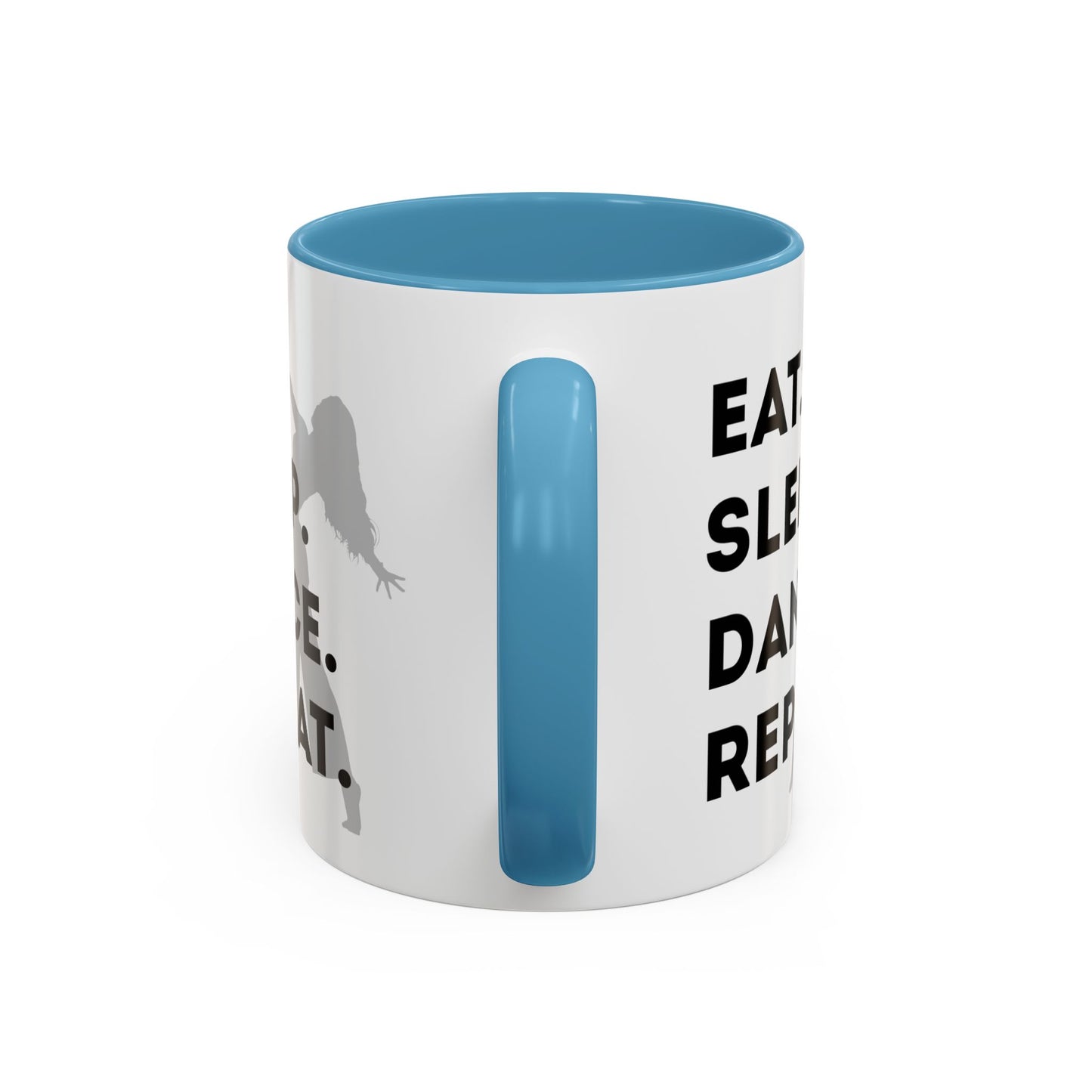 "Eat Sleep Dance Repeat" Accent Coffee Mug – Gray Dancer Graphic Ceramic Mug for Dance Lovers