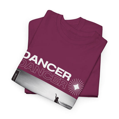 "Dancer" Arabesque Beach Scene Unisex Heavy Cotton Tee – Streetwear-Inspired Ballet Dance Graphic T-Shirt