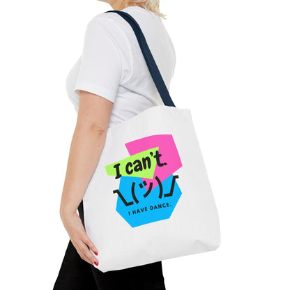 "I Can't. I Have Dance." – 80s Retro Emoji Canvas Tote Bag for Dancers | Funny Dance Quote Reusable Shoulder Bag