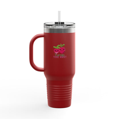 "Turnip the Beet" 40oz Insulated Travel Mug – Cute Veggie Dance Pun Tumbler for Music & Dance Lovers | Jete Shop 🥬🎶✨