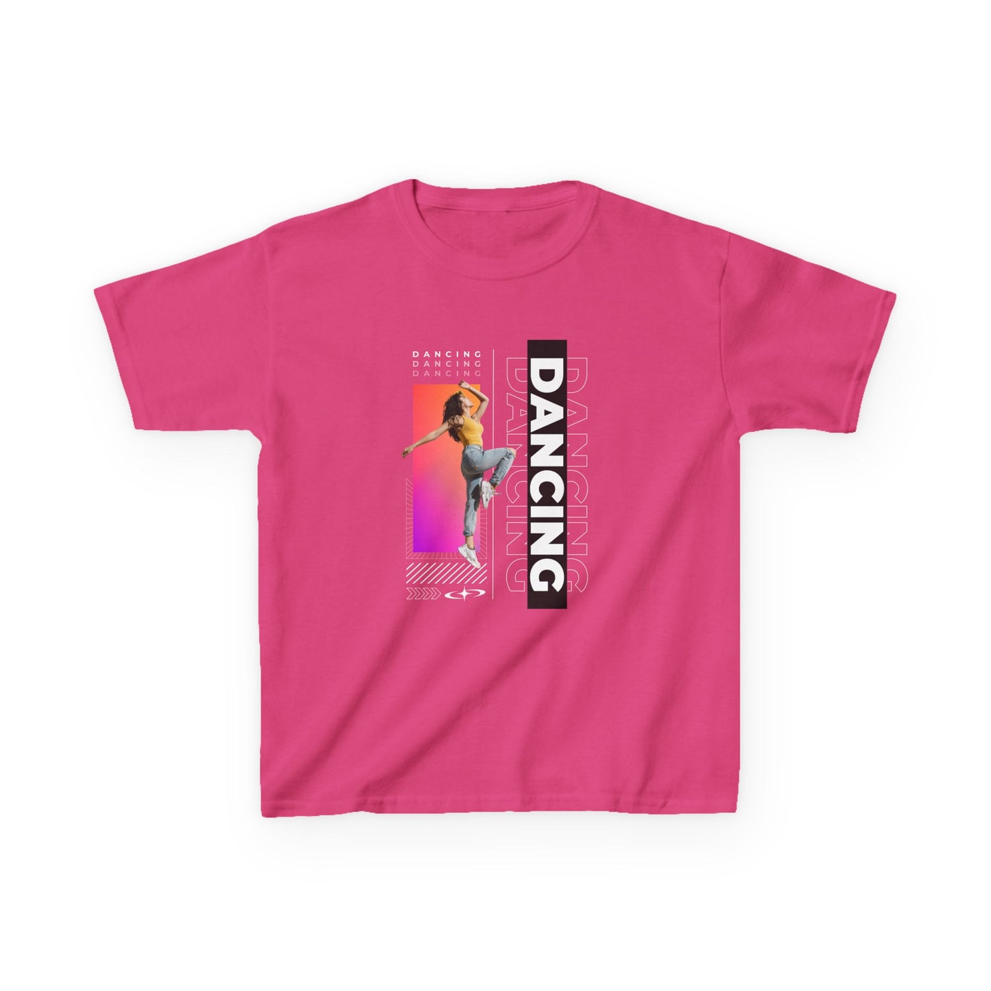 "Dancing" Youth Short Sleeve T-Shirt – Streetwear-Inspired Design with Female Dancer Graphic – Trendy Dance Apparel for Kids