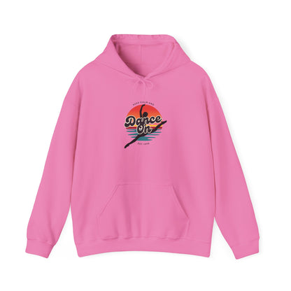 “Keep Calm and Dance On” Retro Hoodie – Unisex Dance-Inspired Hooded Sweatshirt for Dancers & Movement Lovers