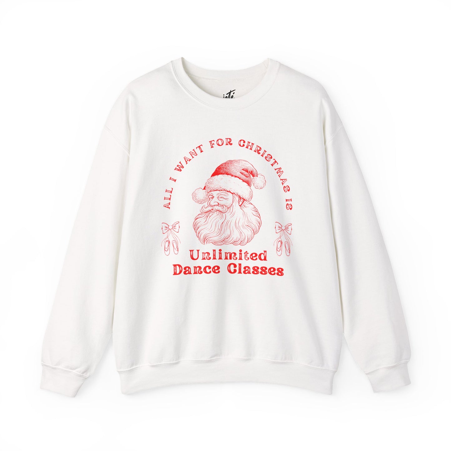 “All I Want for Christmas Is Unlimited Dance Classes” ADULT SWEATSHIRT Unisex Heavy Blend Crewneck with Vintage Santa – Festive Holiday Dance Sweatshirt for Dancers & Studios
