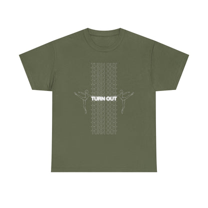 "Turn Out" Ballerina Graphic Unisex Heavy Cotton Tee – Ballet Dance T-Shirt for Dancers & Dance Enthusiasts