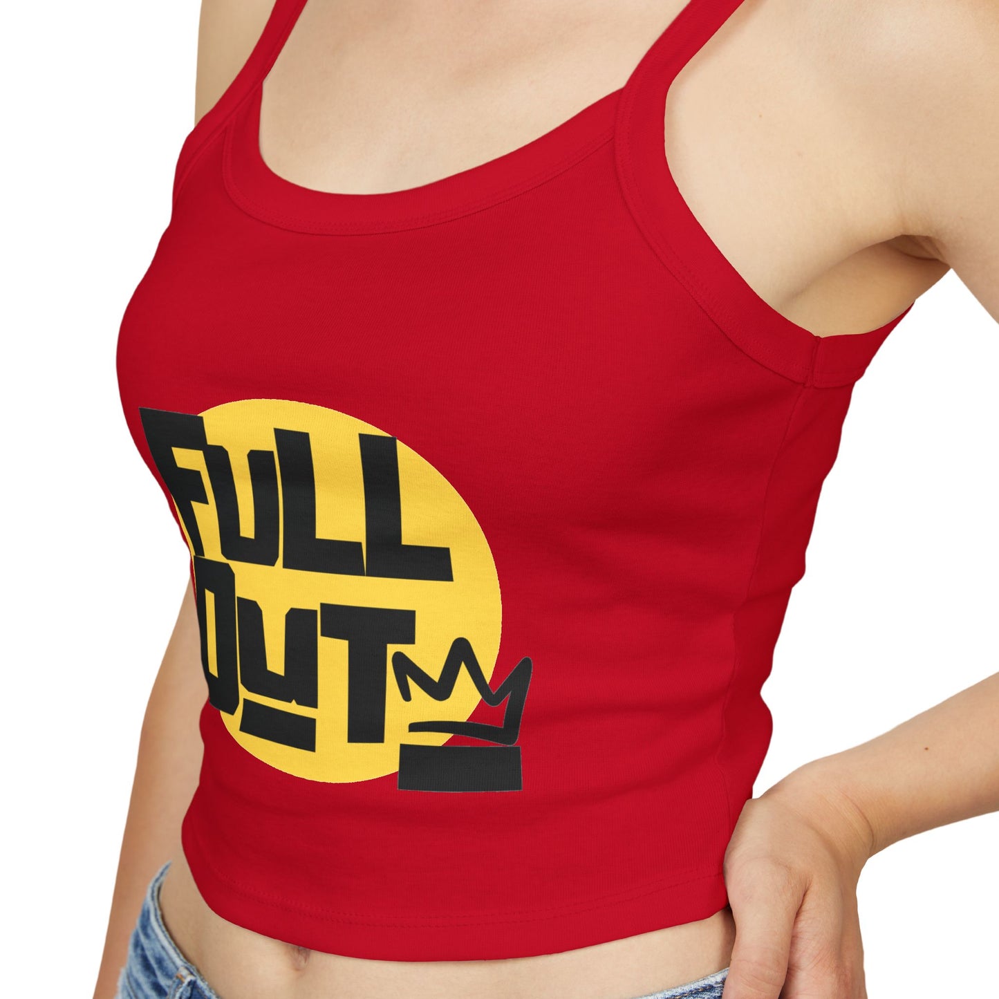 "Full Out" Women’s Spaghetti Strap Tank Top – Bold Streetwear-Inspired Dance Graphic | Trendy Dancewear for Performers, Classes & Everyday Style