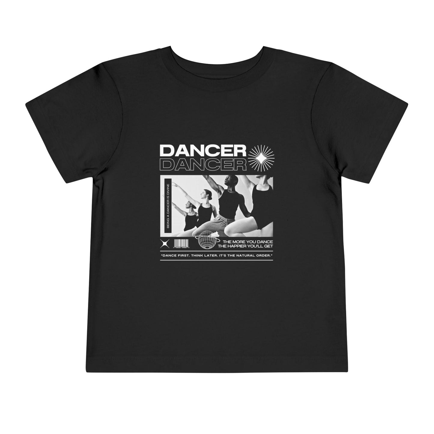 “Dancer" Toddler Short Sleeve T-Shirt – Streetwear-Inspired Ballet Barre Graphic Tee for Young Kids