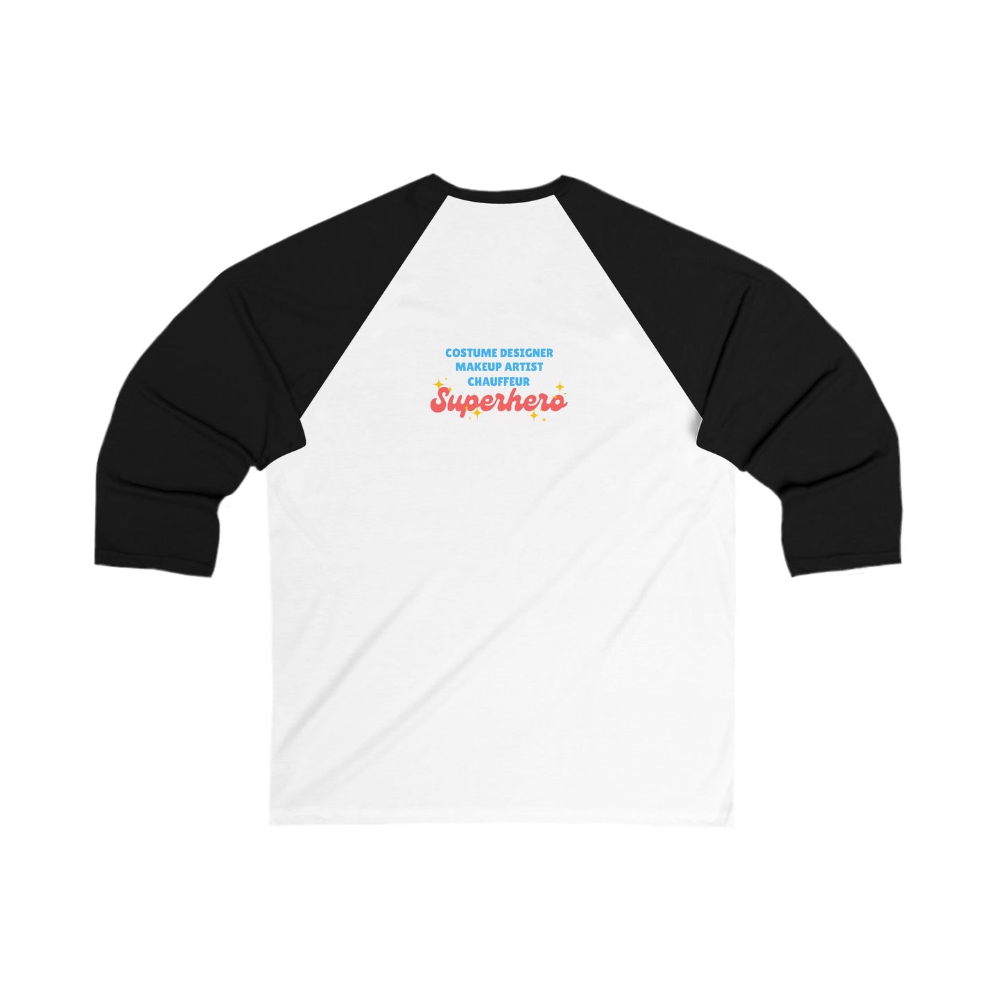"Dance Mom" Unisex 3/4 Sleeve Baseball Tee – Bold Floral Dancer Graphic Front & Superhero Role List Back | Dance Parent Shirt for Performances and Competitions