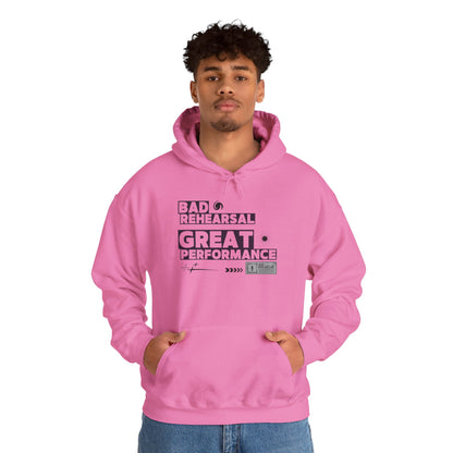 "Bad Rehearsal, Great Performance" Dance Hoodie – Unisex Heavy Blend™ Hooded Sweatshirt with Streetwear-Inspired Graphic for Performers