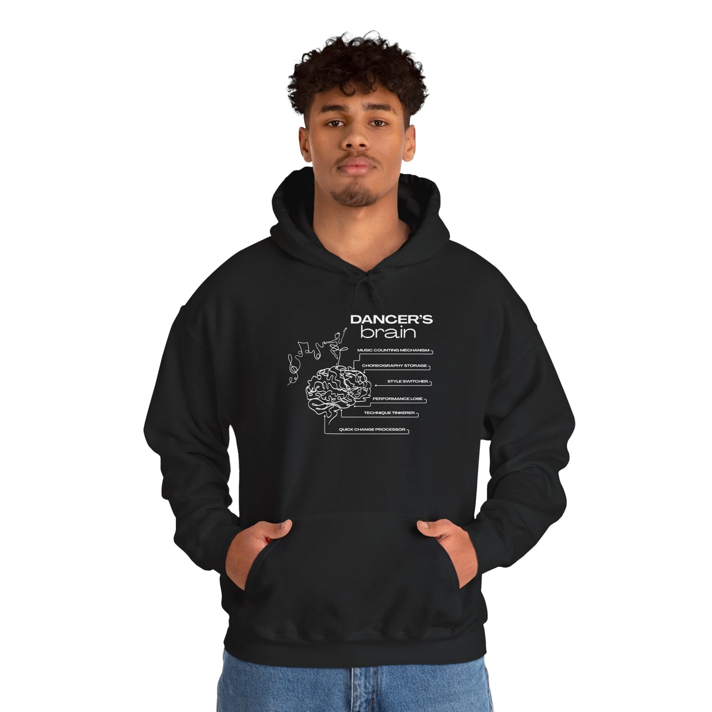 "Dancer’s Brain" Unisex Hoodie – Funny Dance-Themed Hoodie for Teens and Adults with Personalization Option and Cute Dancer Brain Graphic