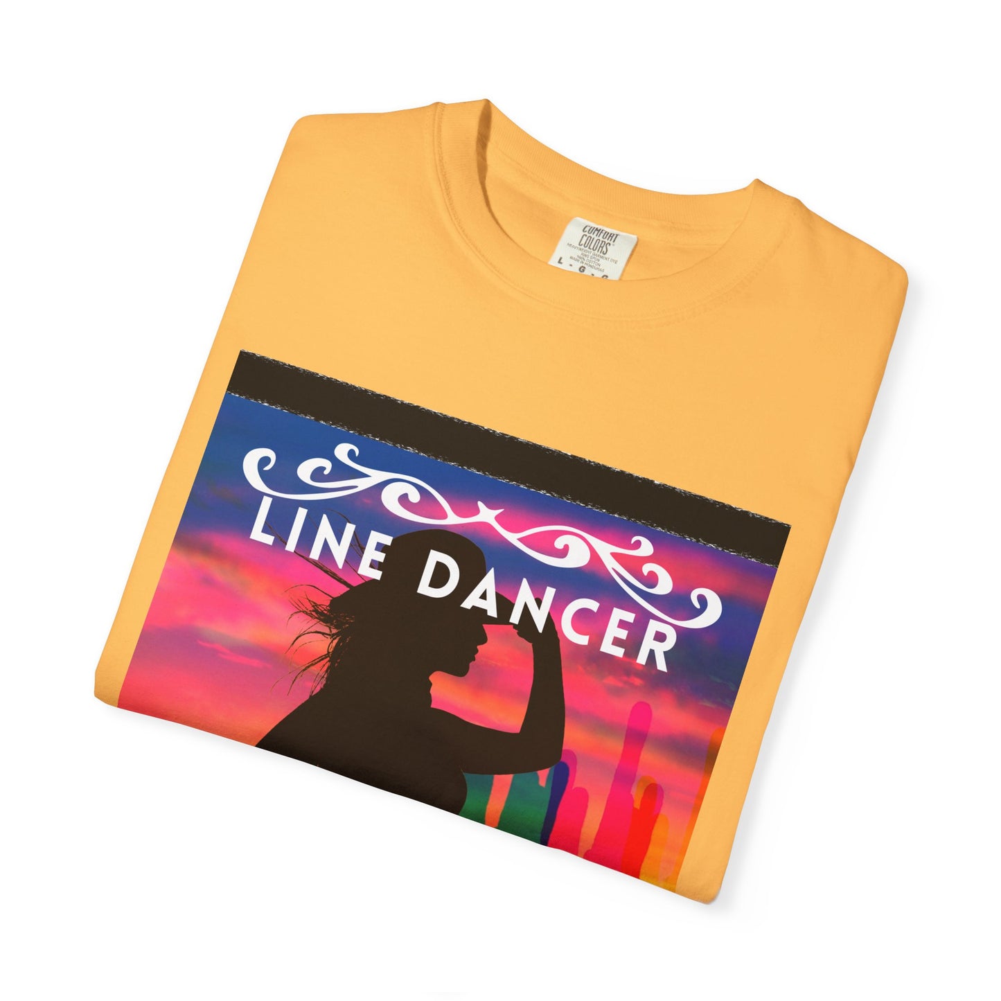 "Line Dancer" Unisex Garment-Dyed T-Shirt – Western Country Dance Graphic Tee – 'Get Your Boots in Line' Cowboy-Inspired Shirt