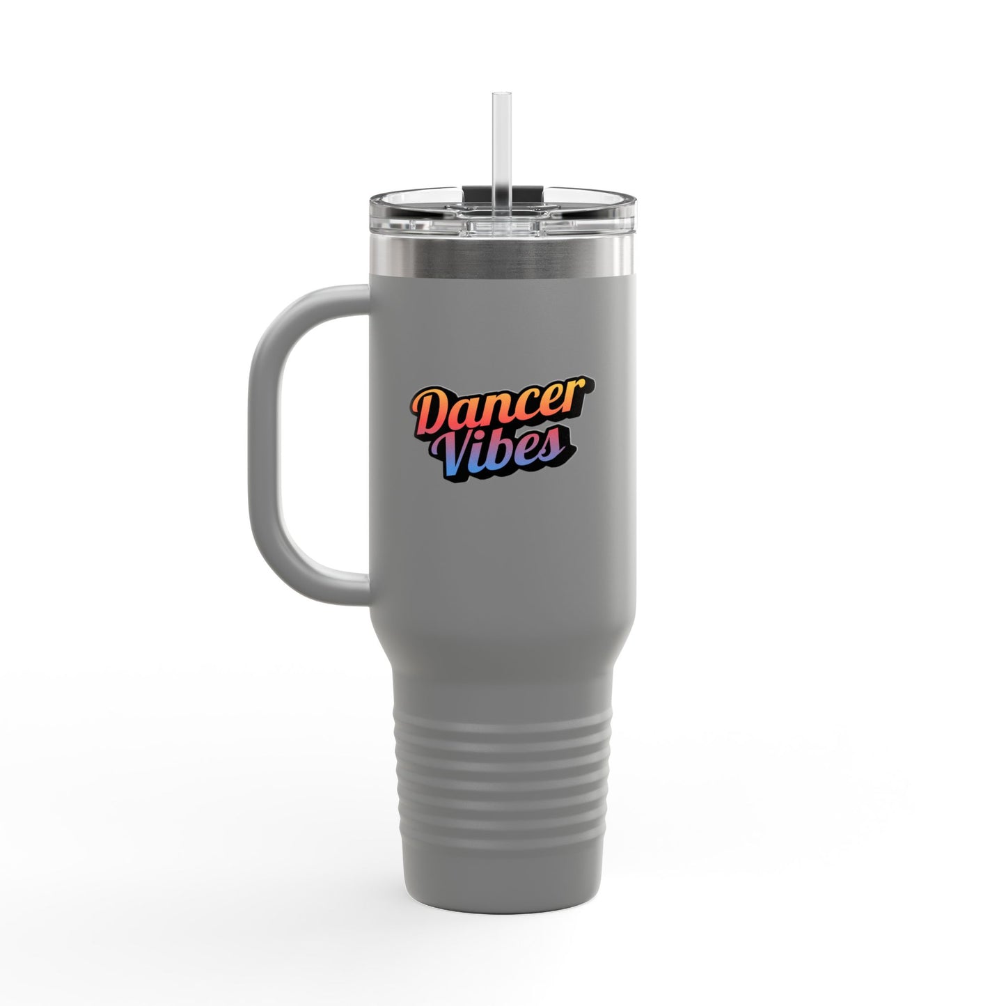 "Dancer Vibes" 40oz Insulated Travel Mug – Retro-Inspired Stainless Steel Tumbler for Dance Lovers | Hot & Cold Beverage Travel Cup with Handle and Leak-Proof Lid