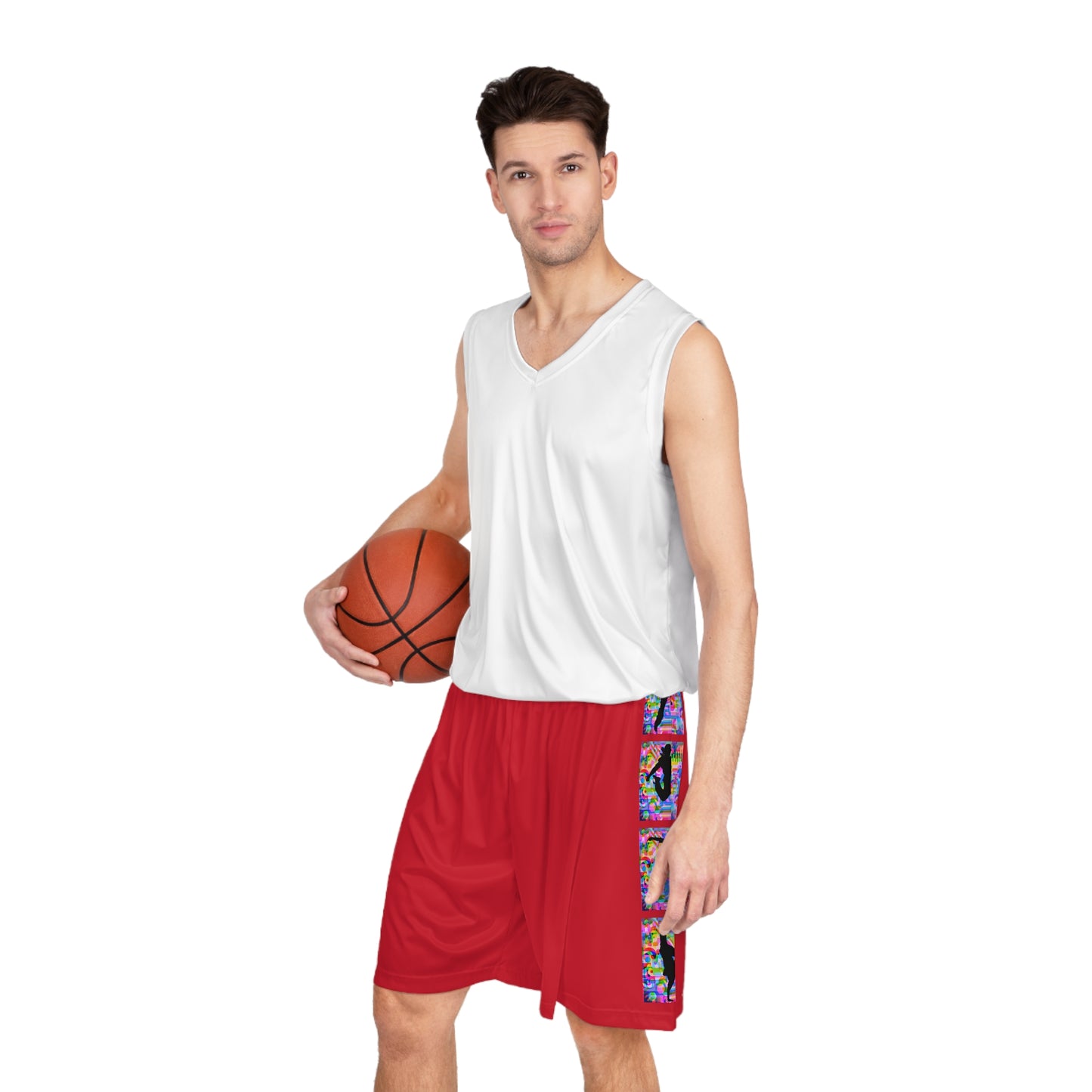 Levels Premium Collection Basketball Shorts – Vibrant Unisex Streetwear Shorts with Dancer Silhouette Graphic
