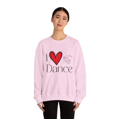 "I Love Dance" Unisex Crewneck Sweatshirt – Hand-Drawn Heart & Note Graphic Dance Lover Pullover