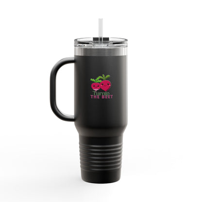 "Turnip the Beet" 40oz Insulated Travel Mug – Cute Veggie Dance Pun Tumbler for Music & Dance Lovers | Jete Shop 🥬🎶✨