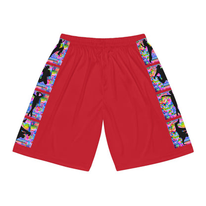 Levels Premium Collection Basketball Shorts – Vibrant Unisex Streetwear Shorts with Dancer Silhouette Graphic