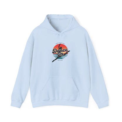“Keep Calm and Dance On” Retro Hoodie – Unisex Dance-Inspired Hooded Sweatshirt for Dancers & Movement Lovers