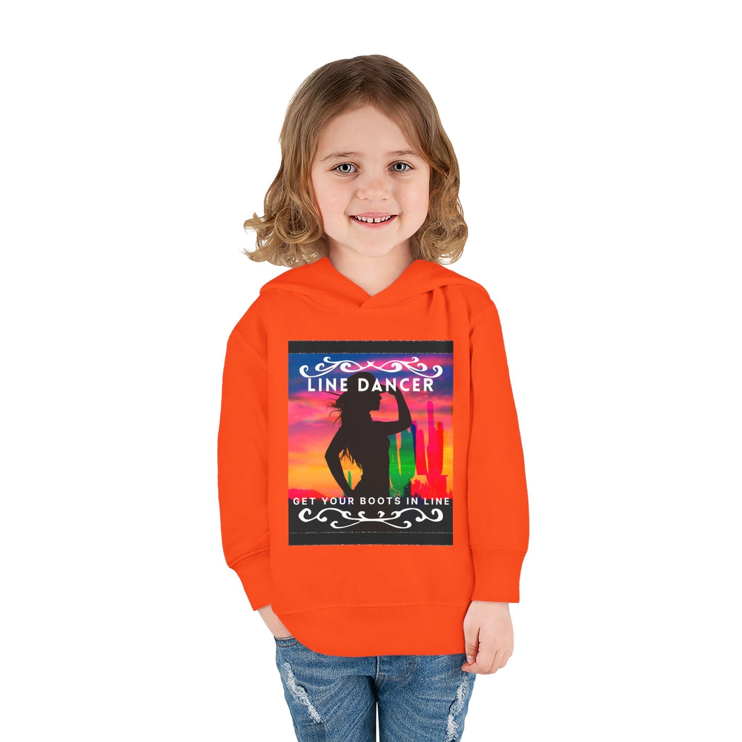 "Line Dancer, Get Your Boots in Line" Streetwear Dance Graphic – Toddler Pullover Hoodie
