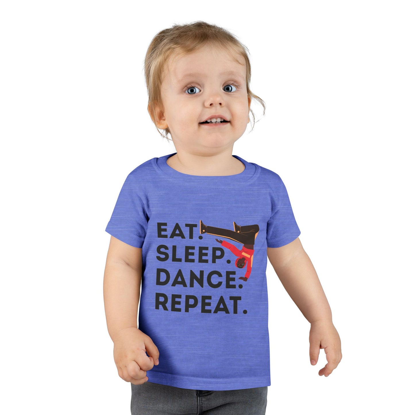 "Eat, Sleep, Dance, Repeat" Toddler Dance T-Shirt – Bold B-Boy Graphic Short Sleeve Tee for Kids