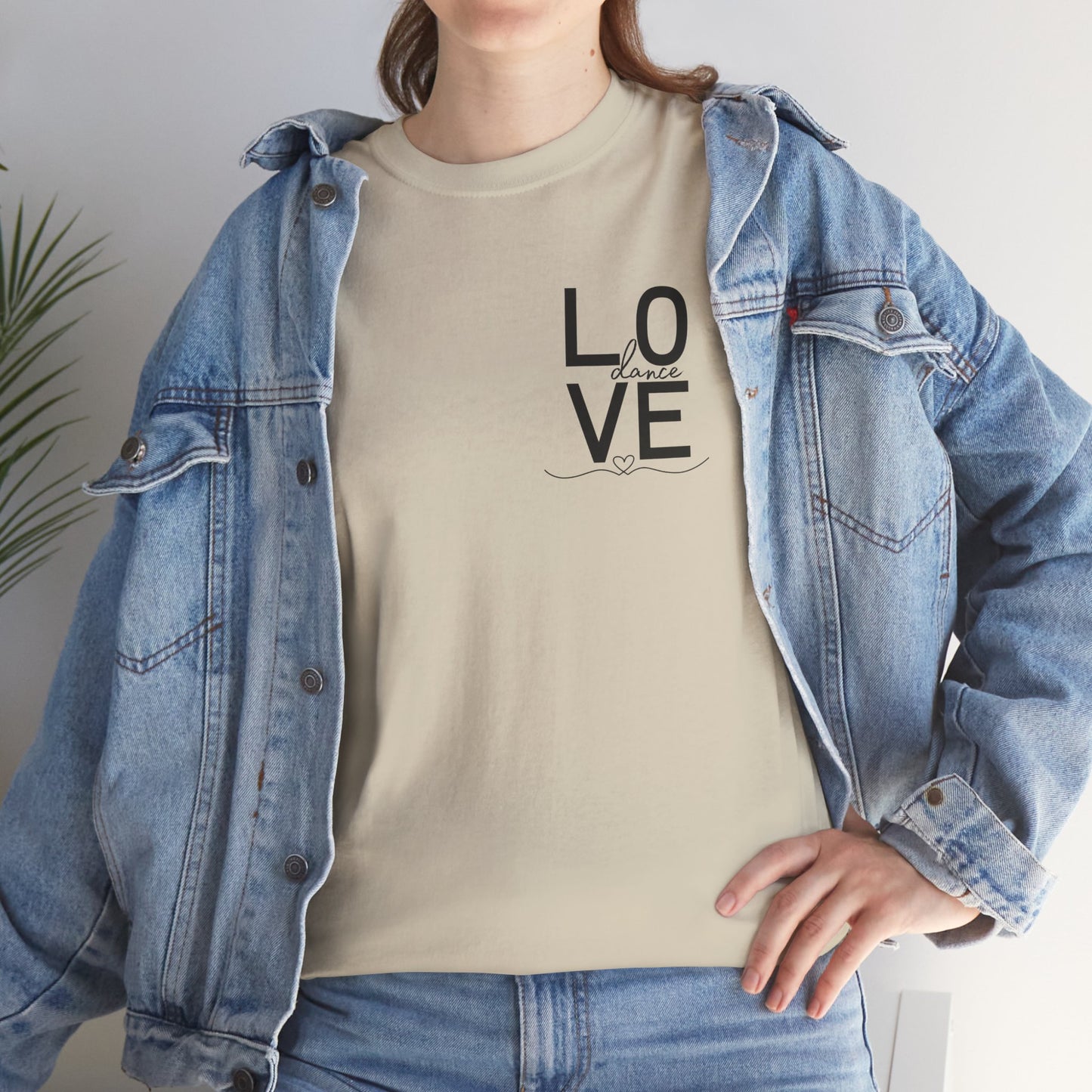 "LOVE Dance" Unisex Heavy Cotton Tee – Script Letter Graphic Dance Lover T-Shirt